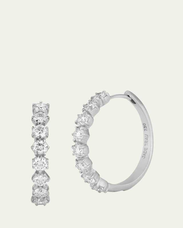 18K White Gold Catherine Diamond Eternity Hoop Earrings